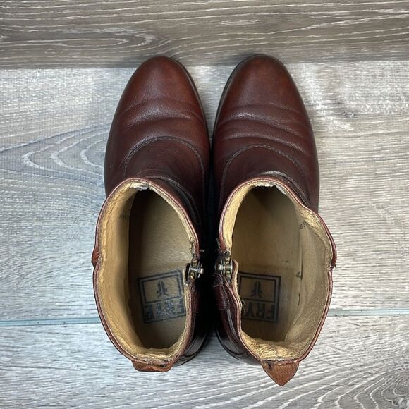 Frye Jayden Cross Strap Dark Brown Leather Women’s Sz 6B Side Zip Ankle Boots - Picture 5 of 14